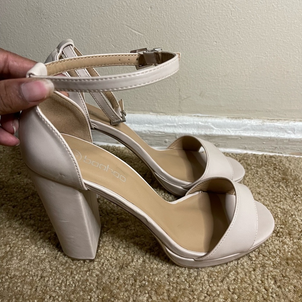 nude wide width platform block heels